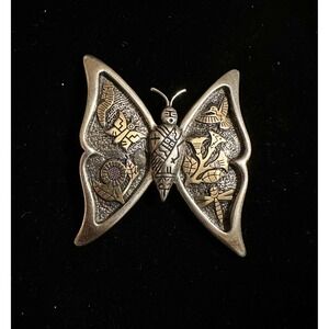Roderick Tenorio RMT Relios Sterling & 14k Gold Butterfly Brooch